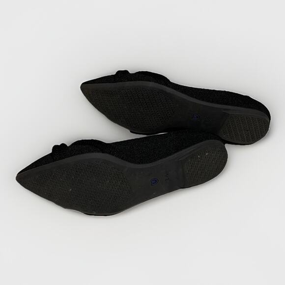 Rothy’s Shoe Women’s The Knot Point II Flat Sz 8.5 Black Ballet Career Holiday - Picture 2 of 9